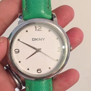 Green DKNY watch